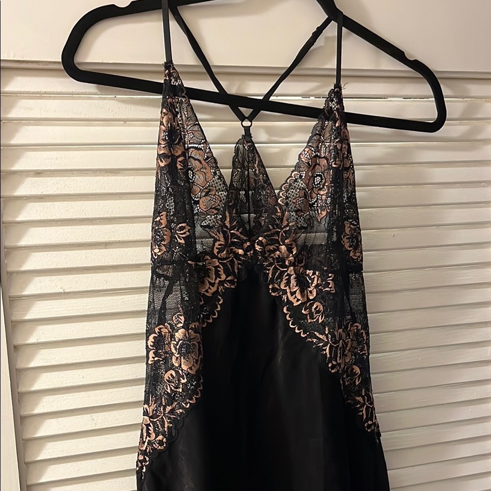 Black and Rose Gold Lace Chemise